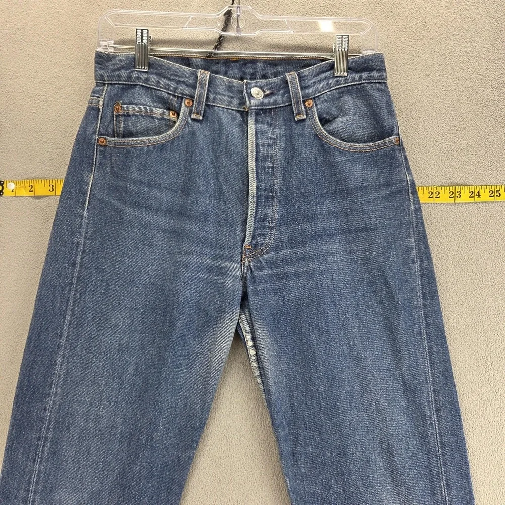 Vintage Levis 501 Jeans Mens Blue Button Fly Made in USA Altered Hem Fits 28x28